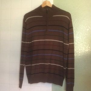 Brown striped Zip front sweater